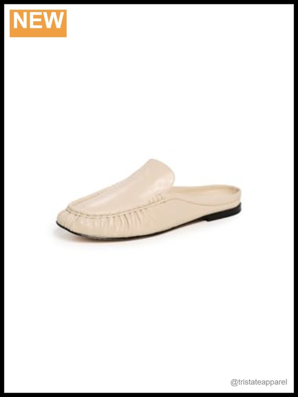 Leather Almond Toe Mule Clog Shoes Cushioned Footbed Slip-On